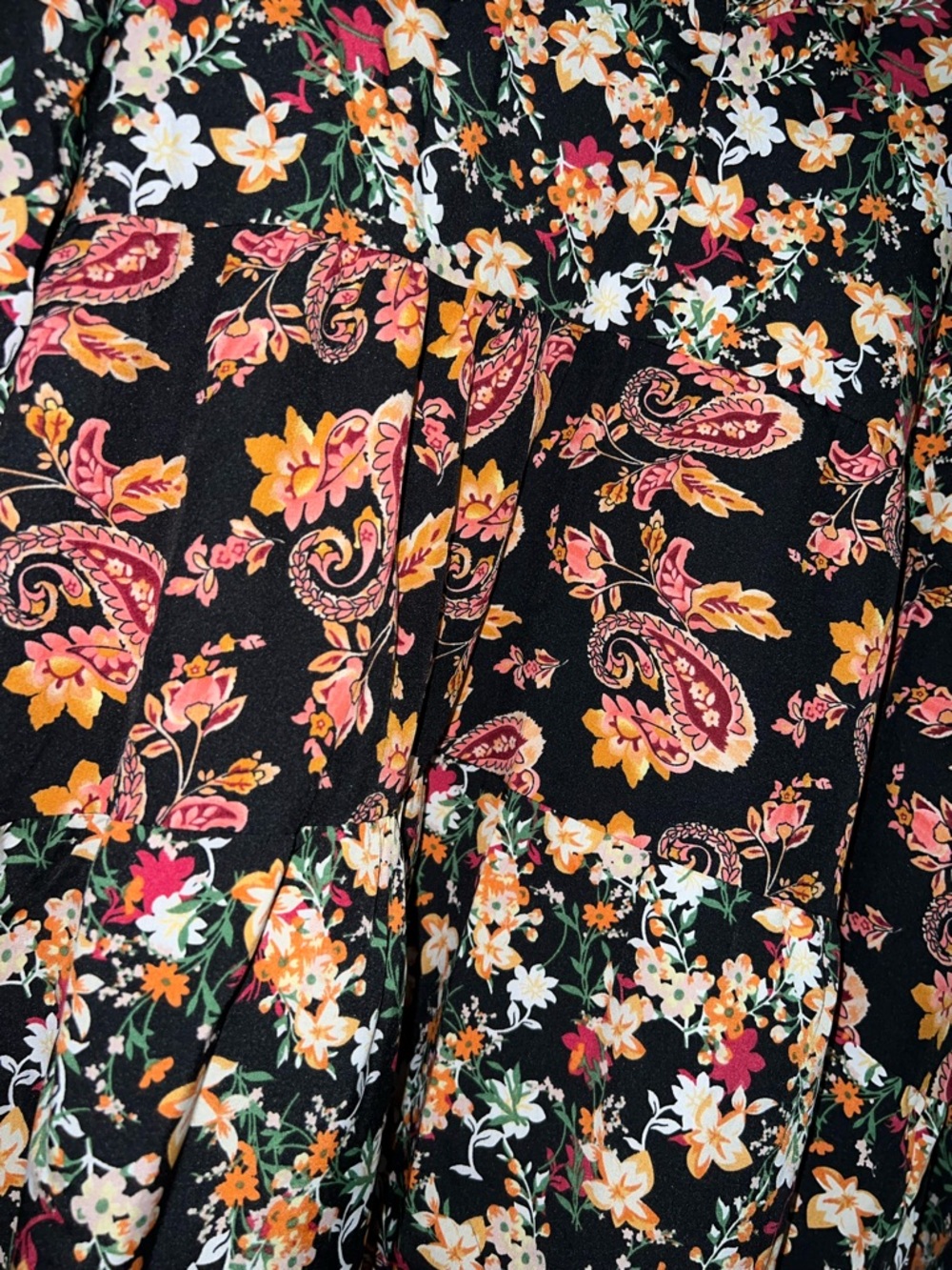 Umgee Black Floral Paisley Tiered Peasant Blouse - NEW - Picture 2 of 5